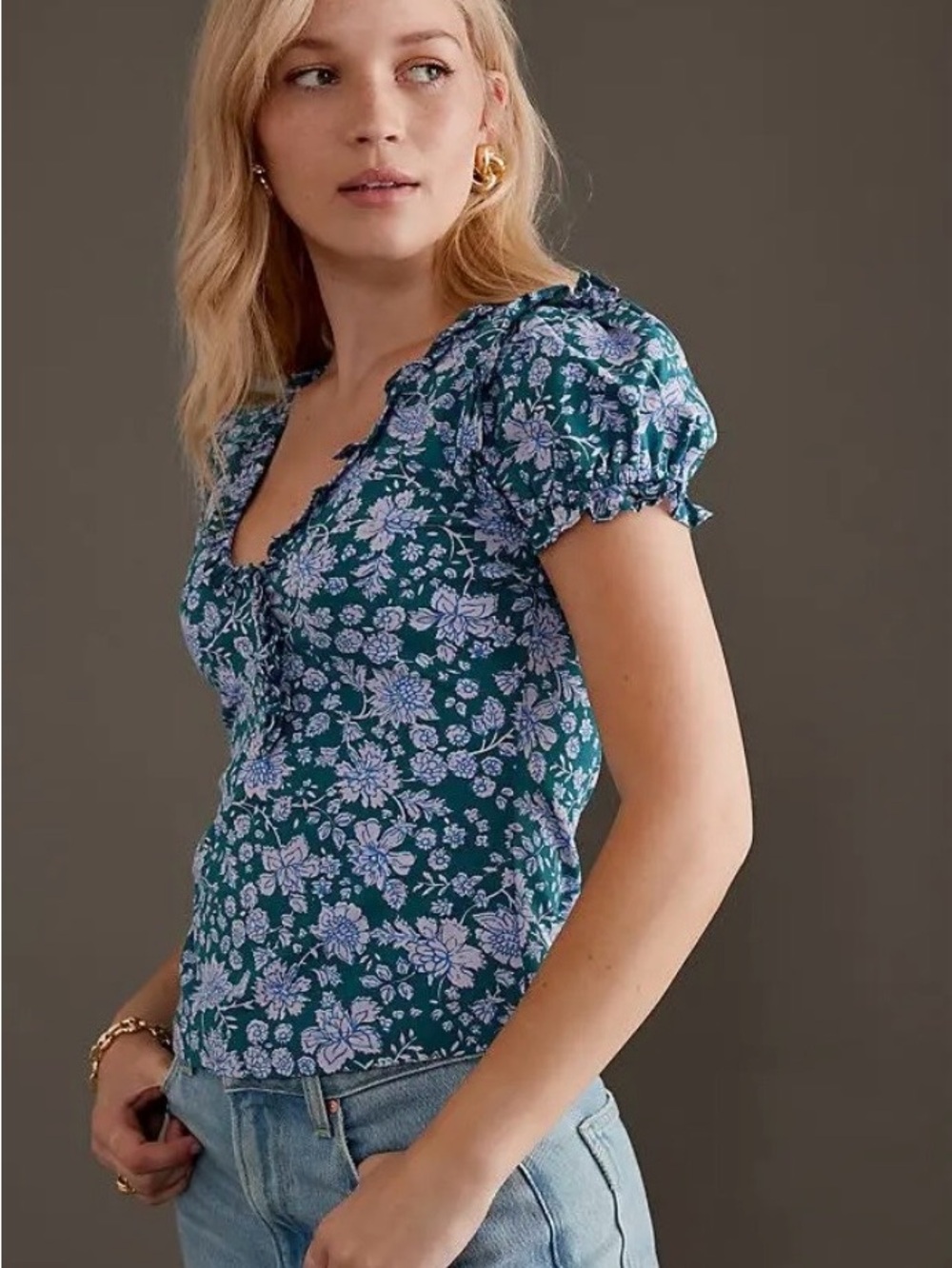 *Maeve* Floral Puff-Sleeve T-shirt